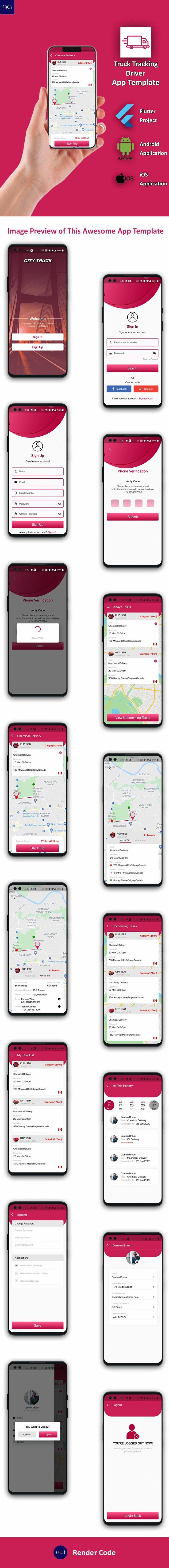 Truck Tracking Android + iOS App Template | 2 Apps | Truck App | Flutter | CityTruck - 11