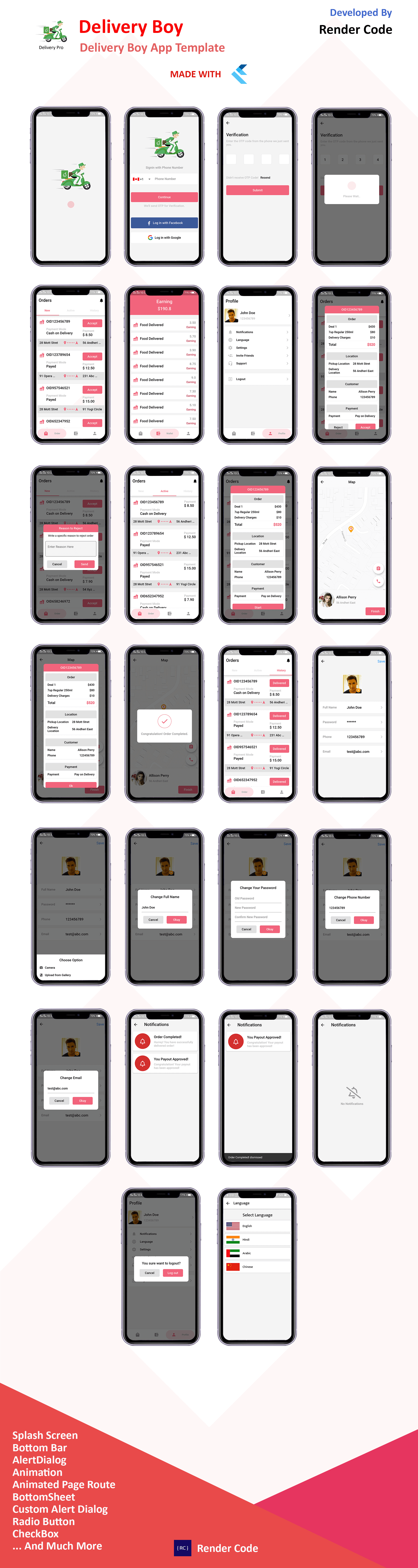 Flutter Food | 2 Apps | Food Ordering App + Delivery Boy App Template in Flutter | Multi Language - 6