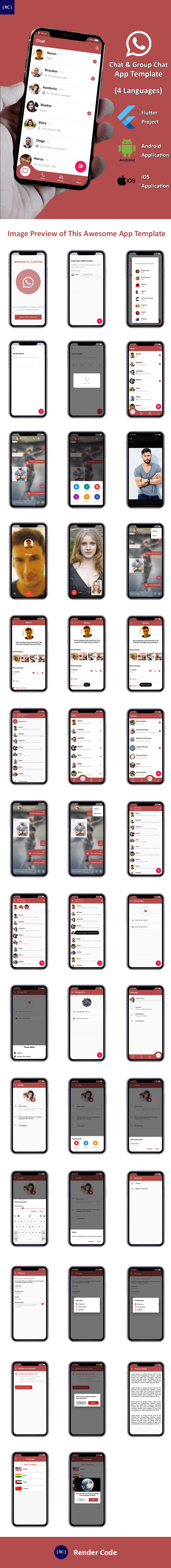 Chat & Group Chat App Template Flutter | Whatsapp Clone Flutter Template | Multi Language - 4