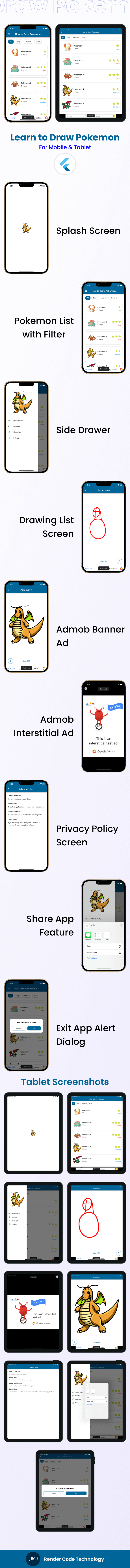 Learn to Draw Pokemon Step by Step Complete App in Flutter with Admob Ads - 7