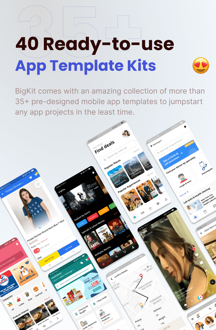 Flutter UI Kit | BigKit - Biggest Flutter App Template Kit - 40 Apps - 8