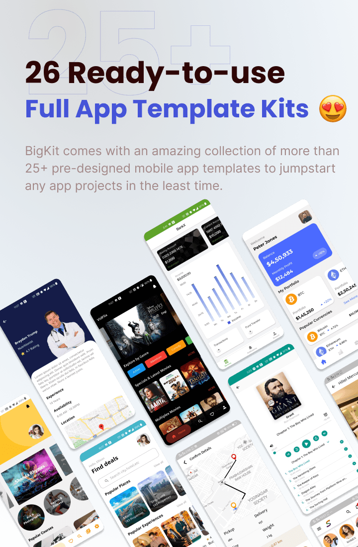 React Native UI KIT | BigKit -Biggest React Native App Template Kit - 26 Apps(Add 1 App Every Month) - 8