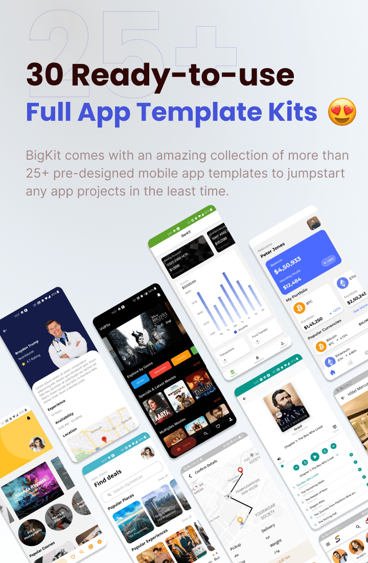 React Native UI KIT | BigKit -Biggest React Native App Template Kit - 30 Apps - 7